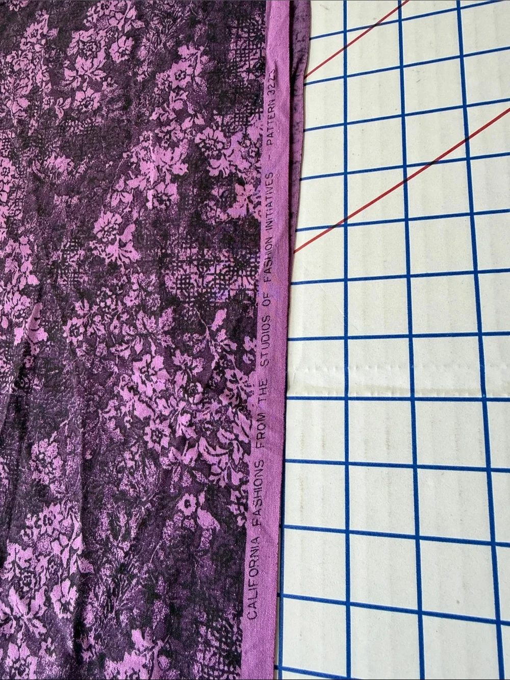 Vintage California Fashions Purple Floral Drapey Rayon-Like Fabric 3 Yds x 48